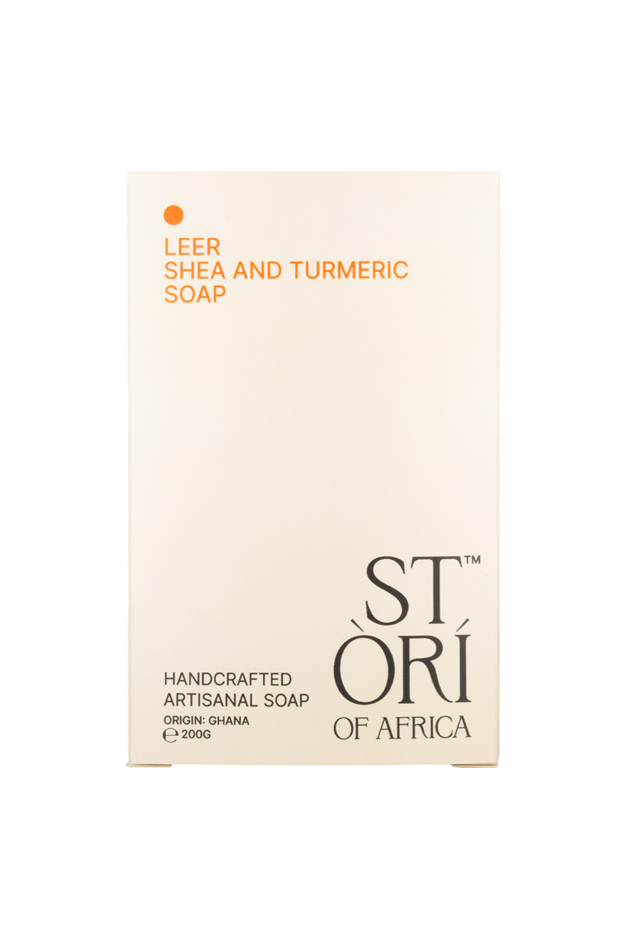 Leer Shea Butter and Turmeric Soap Box Front by Stori of Africa