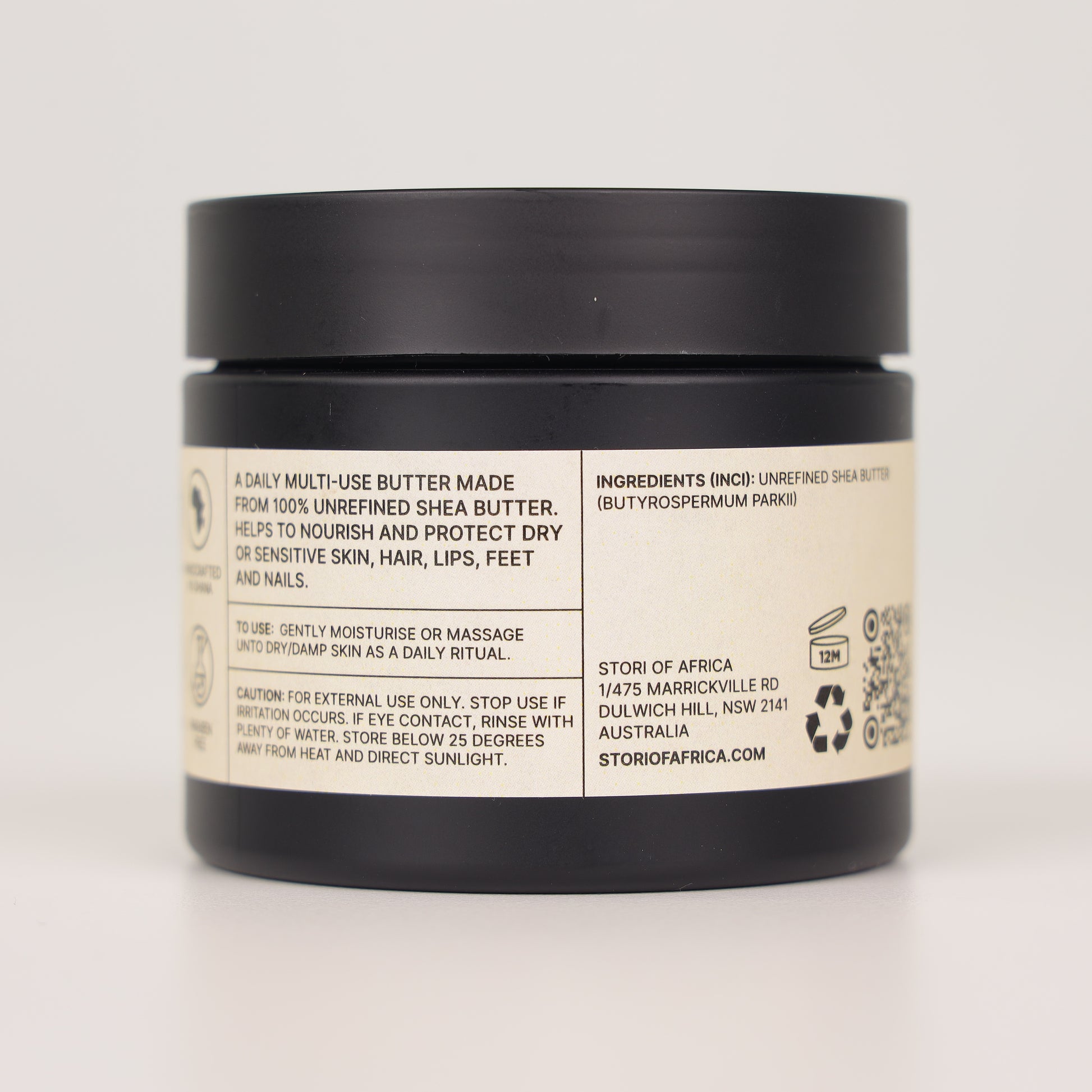 Jar of Stori of Africa 150ml ORI Pure Unrefined Seha Butter on a white background