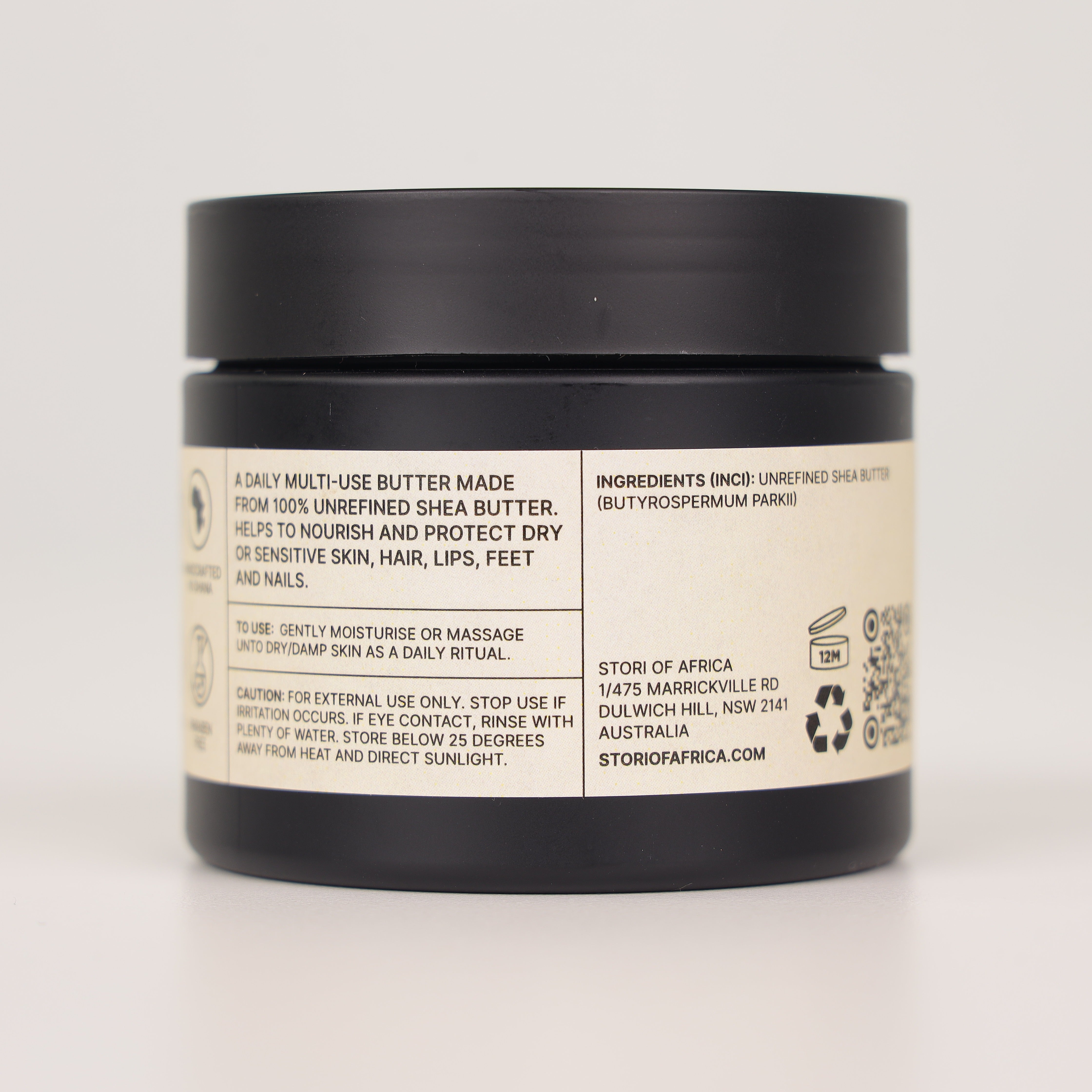 Jar of Stori of Africa 150ml ORI Pure Unrefined Seha Butter on a white background