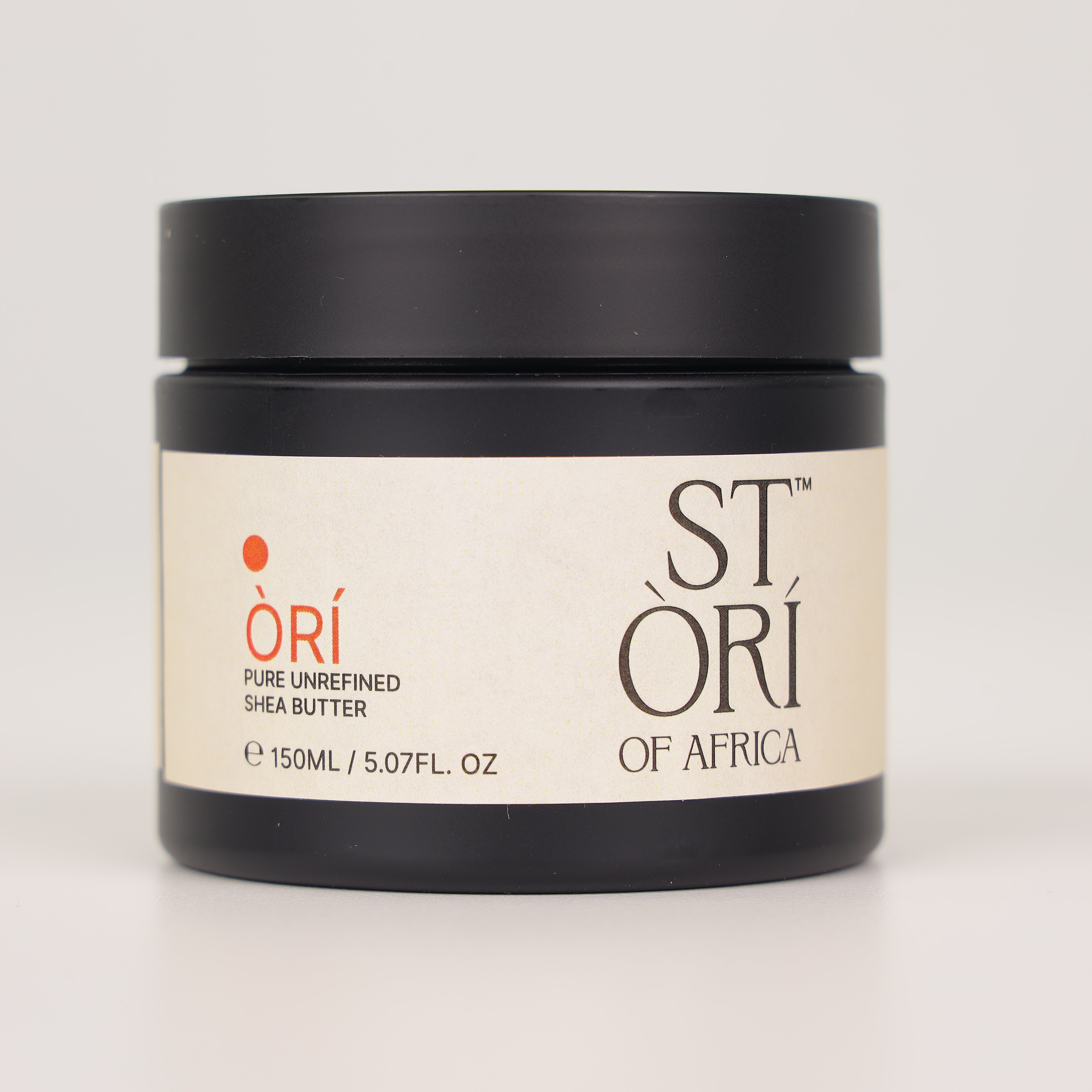 Jar of Stori of Africa 150ml ORI Pure unrefined Shea Butter on a white background